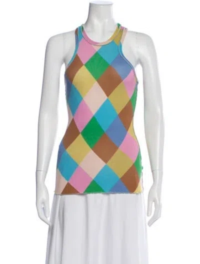 Pre-owned Siedres Colorblock Pattern Crew Neck Top In Multi