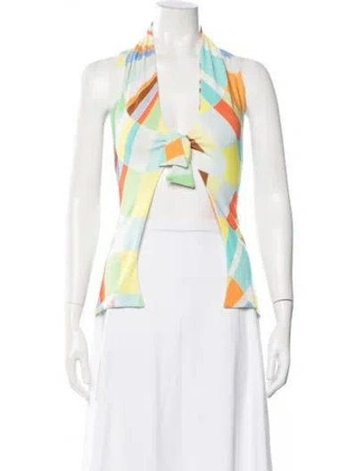 Pre-owned Siedres Colorblock Pattern Halterneck Top In Neutrals