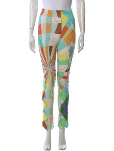 Pre-owned Siedres Colorblock Pattern Skinny Leg Pants In Green