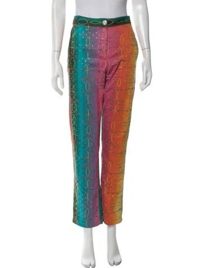 Pre-owned Siedres Colorblock Pattern Straight Leg Pants In Orange