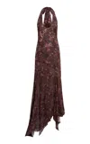 Siedres Corinas Asymmetric Devoré Chiffon Midi Dress In Multi
