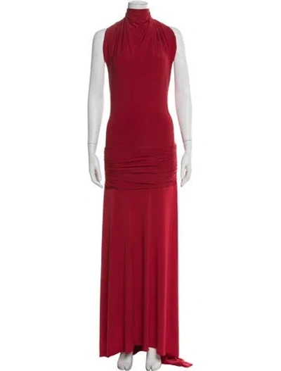 Pre-owned Siedres Cowl Neck Long Dress In Red