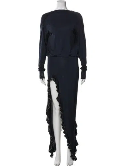 Pre-owned Siedres Crew Neck Long Dress In Blue