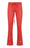 Siedres Dania Embroidered Mesh Flared Pants In Red