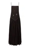 Siedres Darcell Dropped Waist Cotton Maxi Dress In Black
