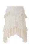 Siedres Decanes Ruffled Lace Midi Skirt In White