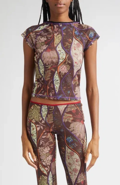 SIEDRES SIEDRÉS DORA FLORAL PAISLEY MESH TOP