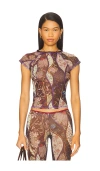 Siedres Floral-pattern Mesh Top In Multi
