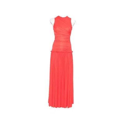 Siedres Alina Ruched Maxi Dress In Red