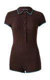 Siedres Dunie Knit Playsuit In Brown