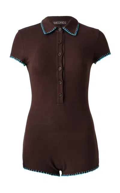 Siedres Dunie Knit Playsuit In Brown