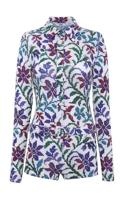 Siedres Dunie Printed Knit Bodysuit In Multi