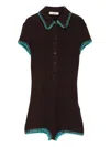 Siedres Dunie Short-sleeve Buttoned Jumpsuit In Brown