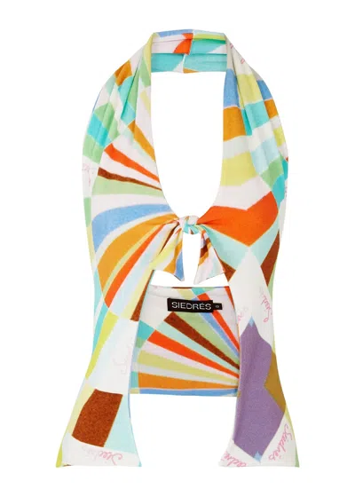 Siedres Dylan Printed Stretch-jersey Top In Multi