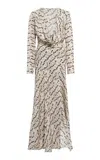 Siedres Elena Draped Printed Satin Maxi Dress In Multi