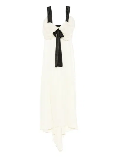Siedres Élodie Bow-detail Asymmetrical Dress In White