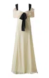 Siedres Élodie Off-the-shoulder Sheer Maxi Dress In Off-white