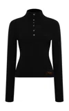 Siedres Elora Wool-blend Polo Top In Black