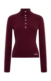 Siedres Elora Wool-blend Polo Top In Burgundy