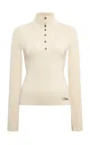 Siedres Elora Wool-blend Polo Top In Off-white