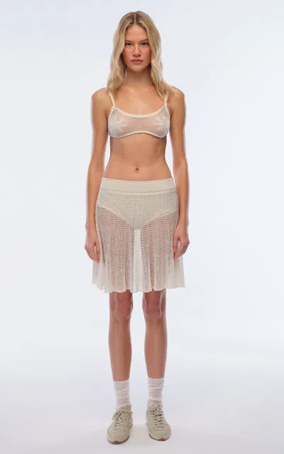 Siedres Enra Crocheted Linen-blend Bralette In Off-white