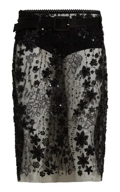 Siedres Estelle Embellished Tulle Midi Skirt In Black