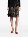 Siedres Womens Black Estelle Floral-embellished Sheer Midi Skirt In Black