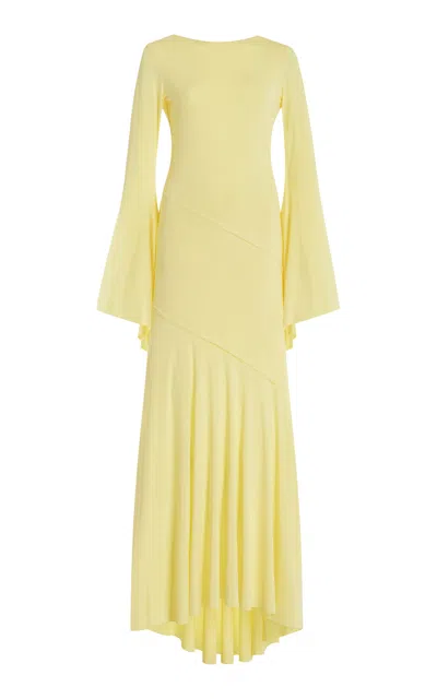 Siedres Exclusive Alin Open-back Jersey Maxi Dress In Yellow