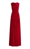 Siedres Exclusive Alina Ruched Jersey Maxi Dress In Red
