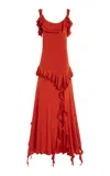 Siedres Chilas Embellished Crepe Maxi Dress In Red