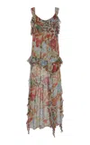 Siedres Exclusive Chilas Ruffled Crepe Maxi Dress In Multi