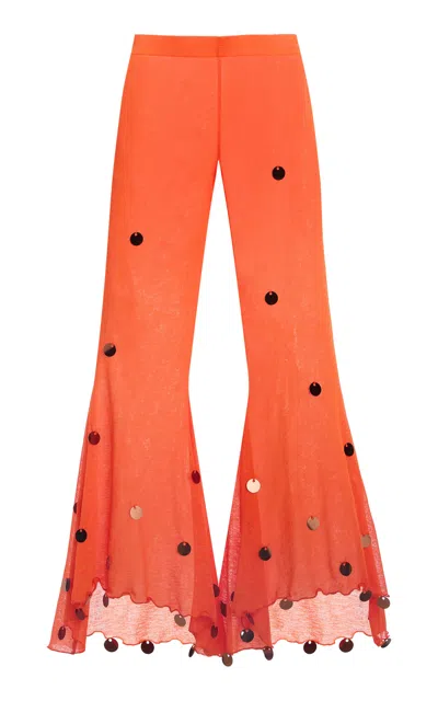 Siedres Siedrés Exclusive La Isla Embellished Jersey Pants In Orange