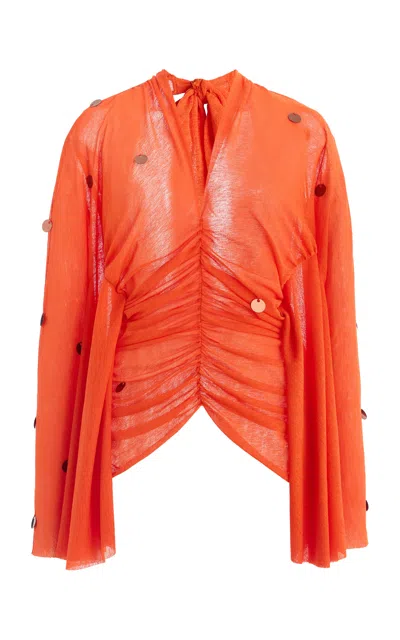 Siedres Siedrés Exclusive La Isla Embellished Jersey Top In Orange