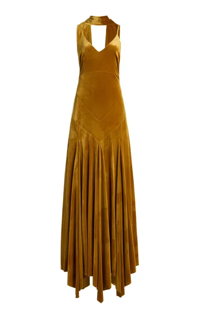 Siedres Siedrés Exclusive Nyra Velvet Maxi Dress In Gold