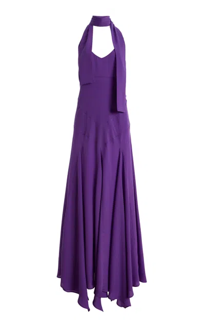 Siedres Siedrés Exclusive Raye Ruffled Maxi Dress In Purple