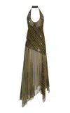 Siedres Exclusive Riviera Corinas Chiffon Halter Maxi Dress In Brown