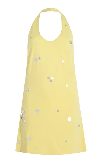 Siedres Exclusive Riviera Nens Crepe Halter Mini Dress In Yellow