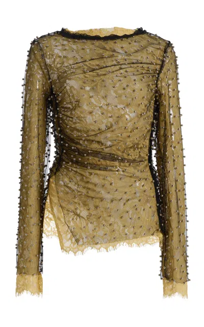 Siedres Siedrés Faye Embellished Layered Top In Green