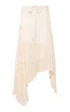 Siedres Felipe Asymmetric Lace Midi Skirt In White