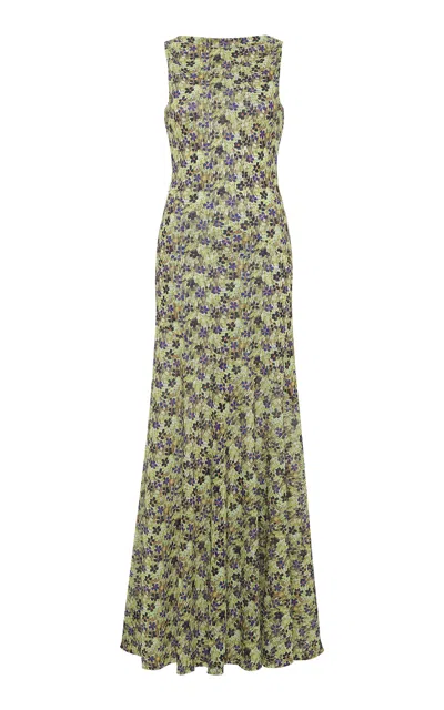 Siedres Fens Floral Mesh Maxi Dress In Multi