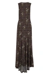 Siedres Siedrés Fens Floral Open Back Semisheer Mesh Dress In Black