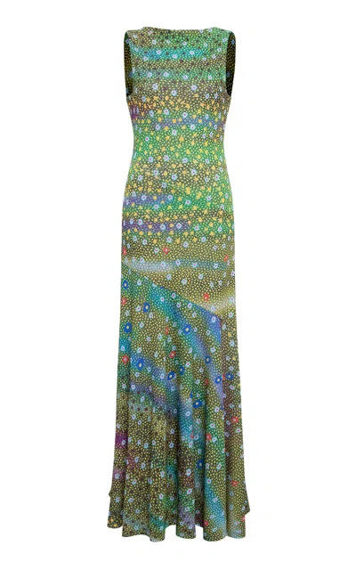 Siedres Siedrés Fens Floral-print Maxi Dress In Green