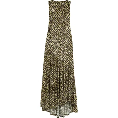 Siedres Siedrés Fens Open Back Velvet Devoré Maxi Dress In Green