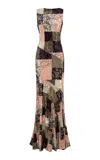 Siedres Fens Patchwork Velvet Maxi Dress