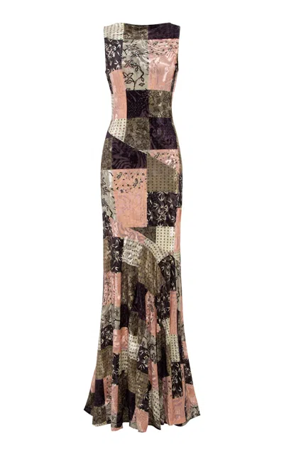 Siedres Fens Patchwork Velvet Maxi Dress