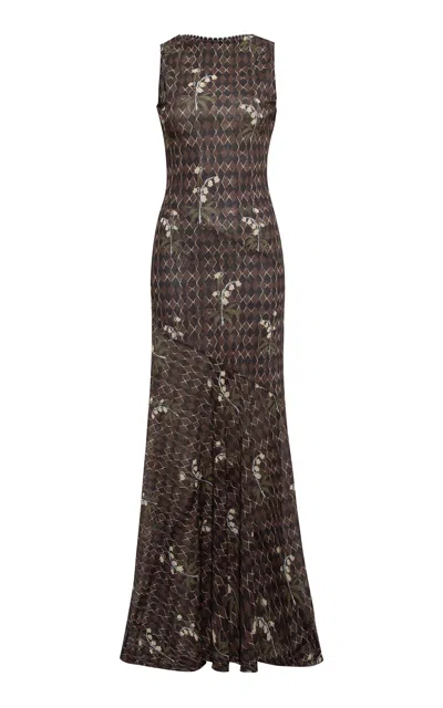 Siedres Fens Printed Mesh Maxi Dress In Multi