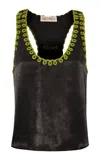 Siedres Filippa Embroidered Crepe Tank Top In Black