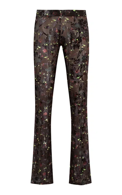 Siedres Flo Devoré Velvet Flare Pants In Multi