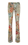 Siedres Flo Low-rise Floral Devoré Flare Pants In Multi