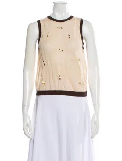 Pre-owned Siedres Floral Print Crew Neck Top In Neutral